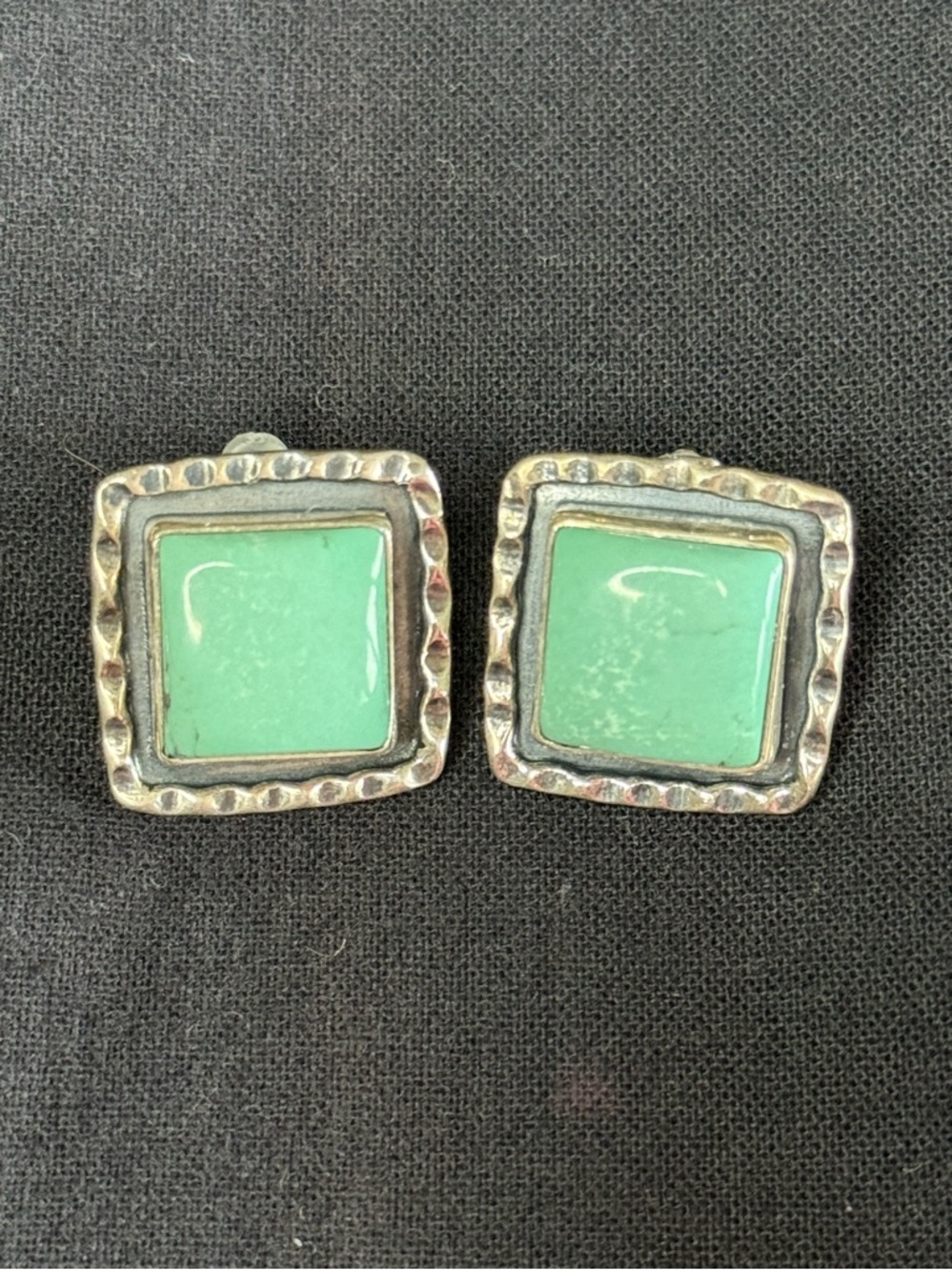 Turquoise & Sterling Silver Vintage Pierced Earrings